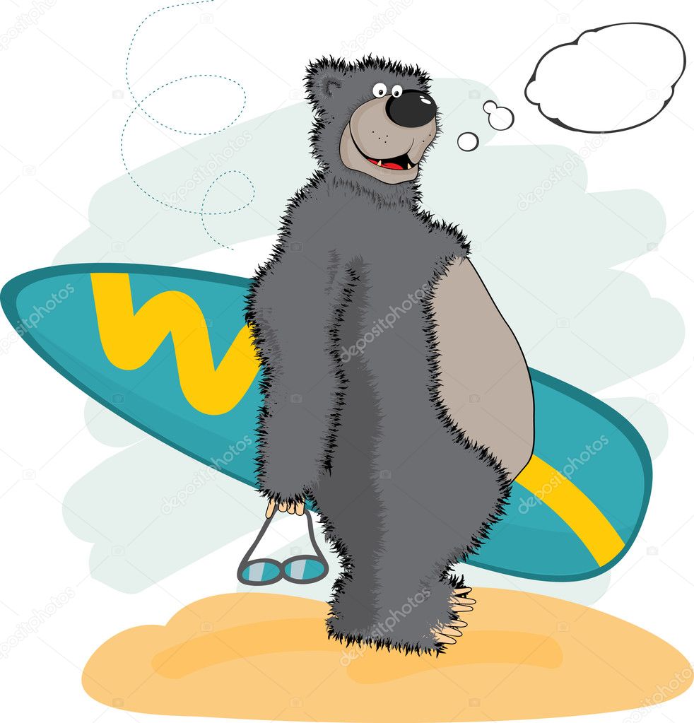 Bear and surfing