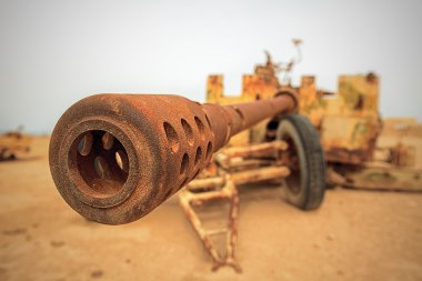 Rusted Military Anti-Tank Cannon Gun clipart