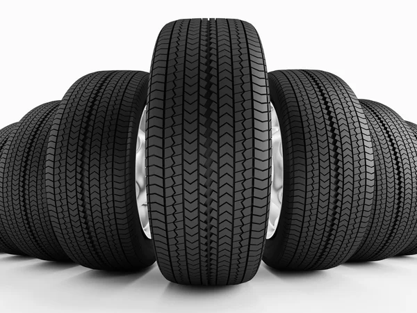 Car tires in a row — Stock Photo, Image