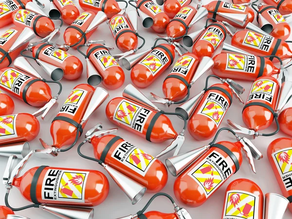 Lot of fire extinguishers — Stock Photo, Image