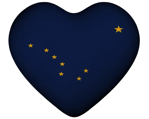 Srdce s Vlajka státu Aljaška — Stock fotografie