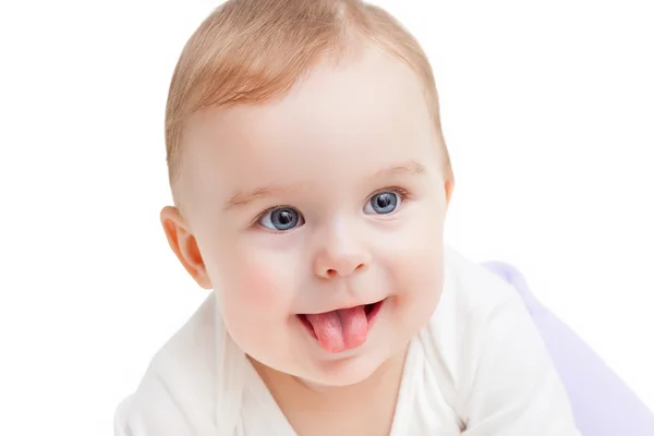 Portret van schattige blauwogige baby — Stockfoto
