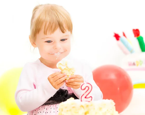 Μικρό κορίτσι εορτασμού δεύτερα γενέθλιά — Φωτογραφία Αρχείου