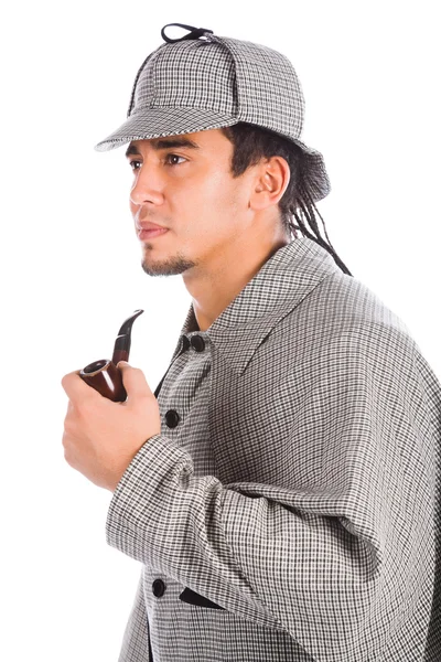Sherlock holmes with pipe — Stock Photo, Image