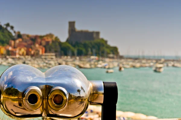 stock image Binocular pointing at Lerici village, in Liguria - Italy