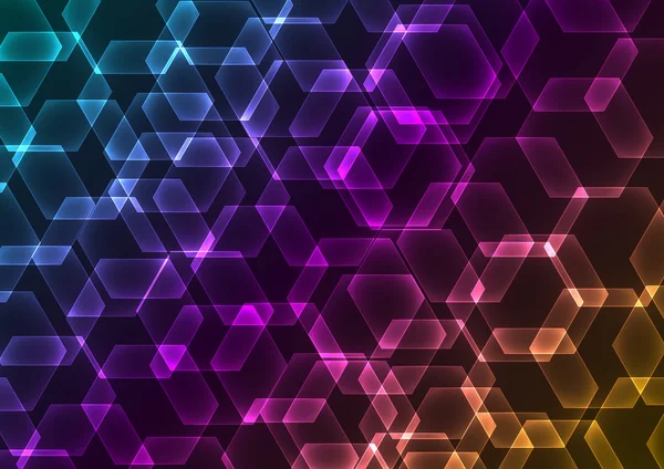 Abstrakt bakgrund med transparent färgade hexagoner — Stock vektor