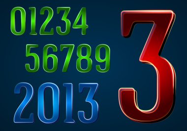 Set of Vector Neon Numbers clipart