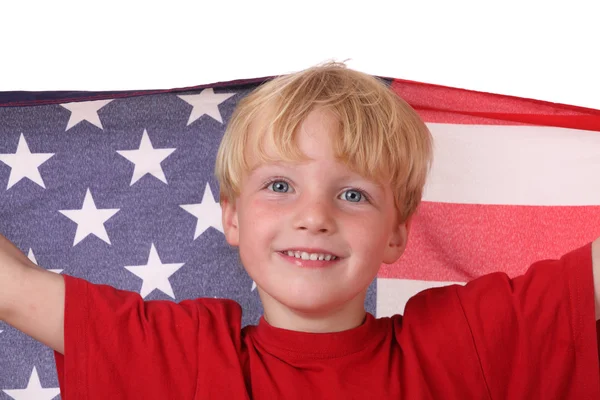 Kind mit US-Fahne — Stockfoto