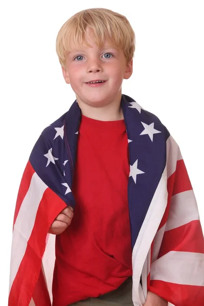 Barn med usa flaggan — Stockfoto