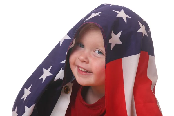 Ребенок с флагом США — стоковое фото