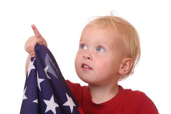 Ребенок с флагом США — стоковое фото