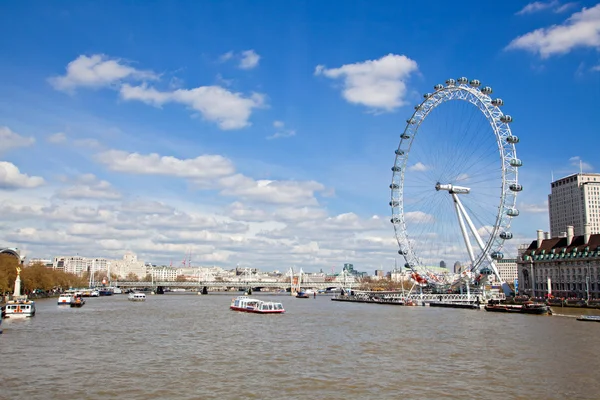 London Eye da Westminster Bridge — Foto Stock