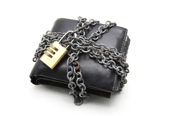 Чорний шкіряний гаманець з числовим замком — стокове фото