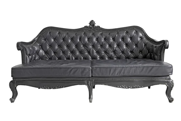 stock image Black leather sofa