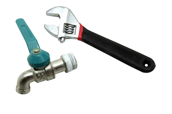 Chave chave chave chave ajustável ou macaco chave com válvula de água — Fotografia de Stock