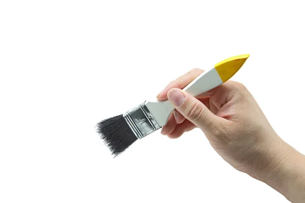 Mão com escova isolada sobre fundo branco — Fotografia de Stock