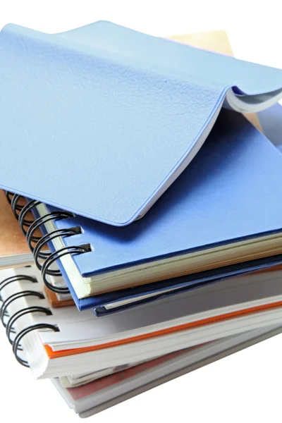 Stack of blue leather books — Stock Photo, Image