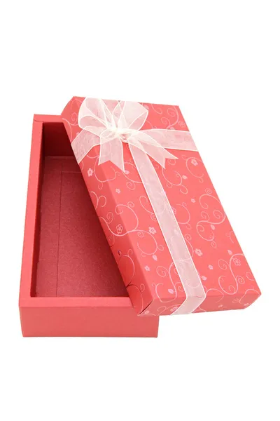 Перспектива изолированных открытый красный праздник подарочная коробка, вертикальный — стоковое фото