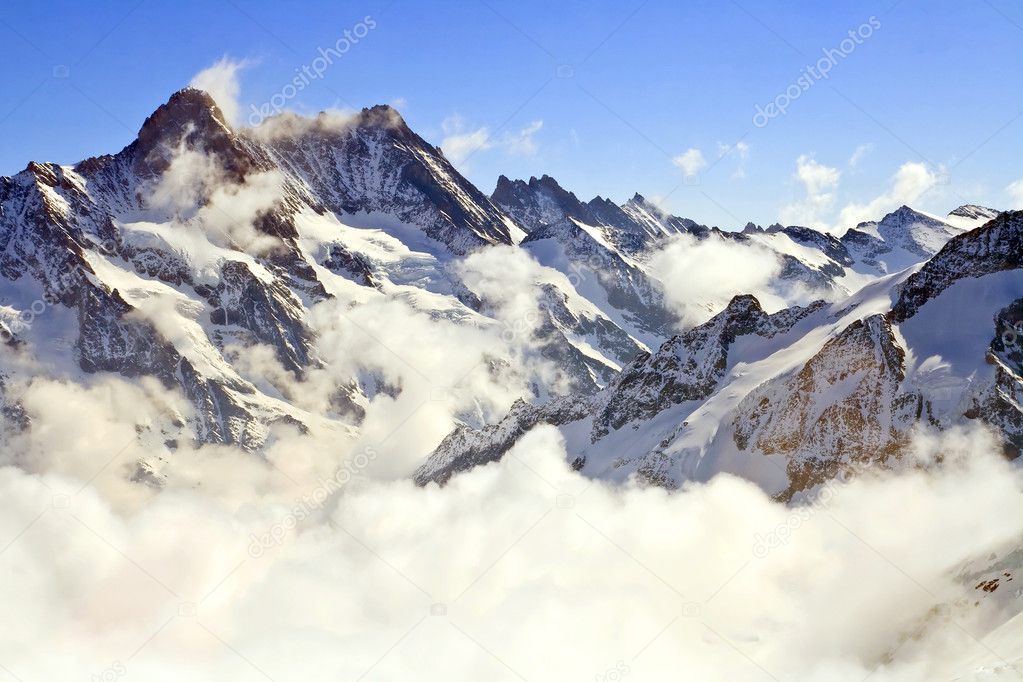 Landscape of Mist at Jungfraujoch, part of Swiss Alpine Alps at