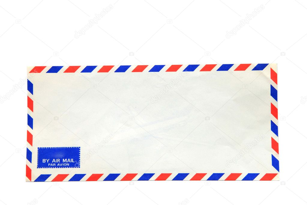 Air mail envelope isolated on white background