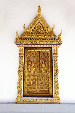 Golden Windows at Wat Phra Keao Temple in Grand Palace, Bangkok clipart