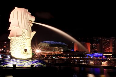 Singapur Ocak-23, closeup Merlion Marina defne üzerinde 23 Ocak 2010