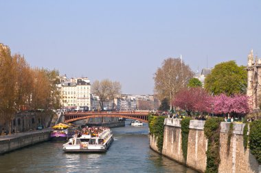 Tourist cruise in River Seine Paris clipart
