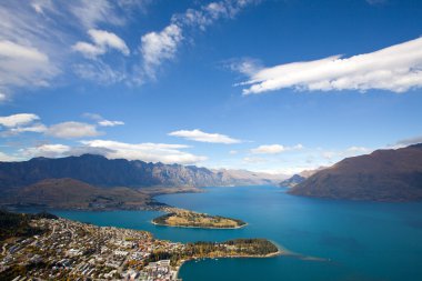 Queenstown with lake Wakatipu clipart