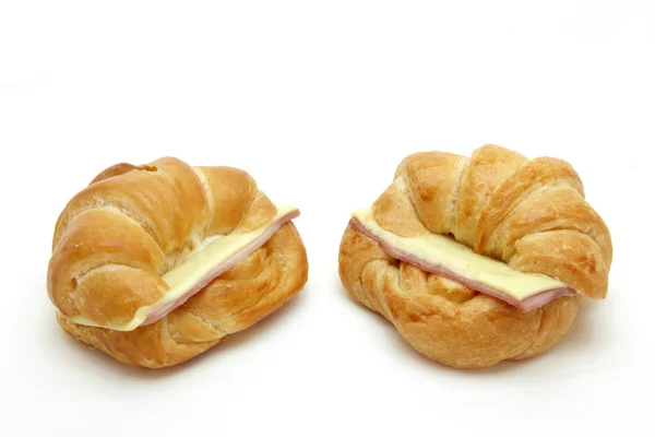 Dvě šunka sýr croissant — Stock fotografie