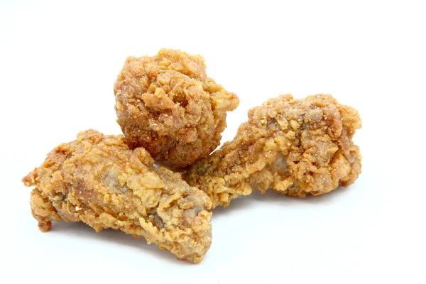 Geïsoleerde drie pittige diepe gebakken kip mini vleugel — Stockfoto