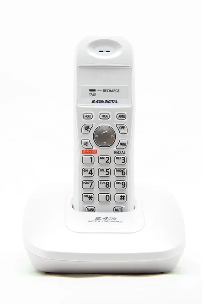 Teléfono inalámbrico blanco en blanco — Foto de Stock
