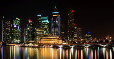 Singapur iş cityscape gökdelen'ın panoramik manzarasını dis