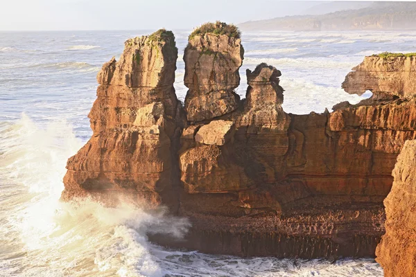 Panqueque cañón de roca en la costa occidental de Nueva Zelanda —  Fotos de Stock