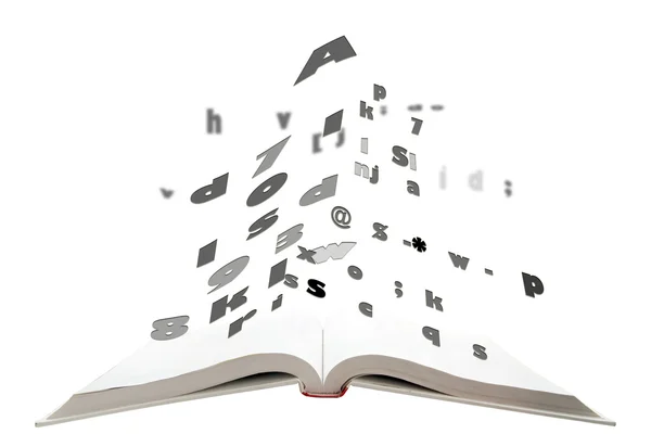 Konzept des Textes fliegen Form Buch — Stockfoto