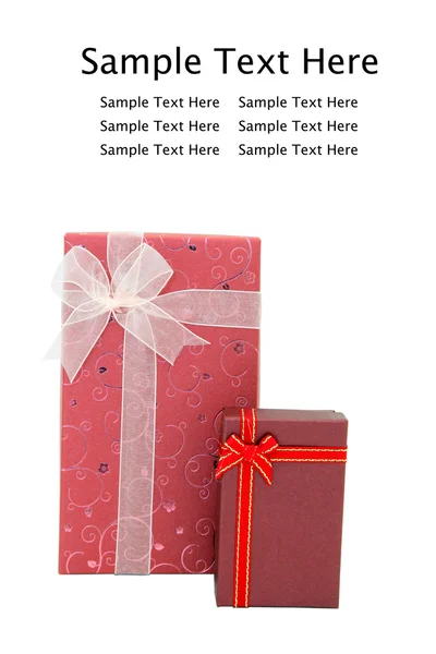 Isolated red gift boxes with space for text — Stock Photo, Image