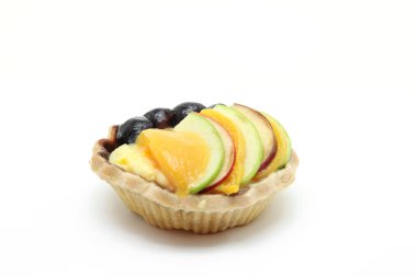 Isolated mix fruit tart on white background clipart