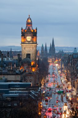 Edinburgh Clock Tower Scotland Dusk clipart