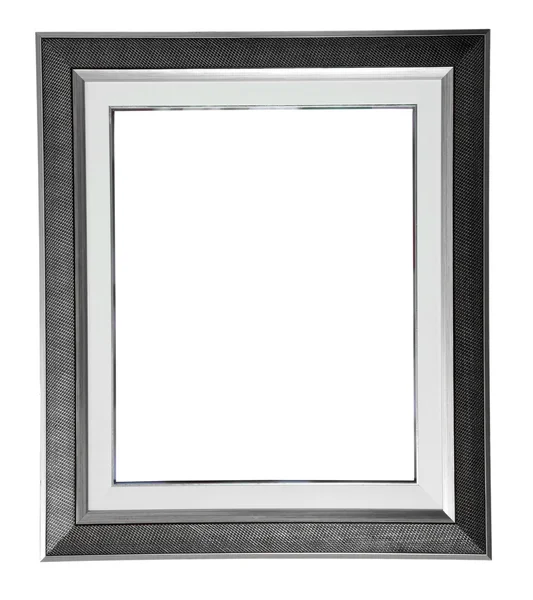 Isolated silver modern frame on white — Stok fotoğraf