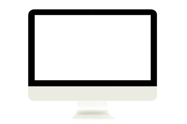 Computermonitor met leeg wit scherm geïsoleerd op witte backg — Stockfoto