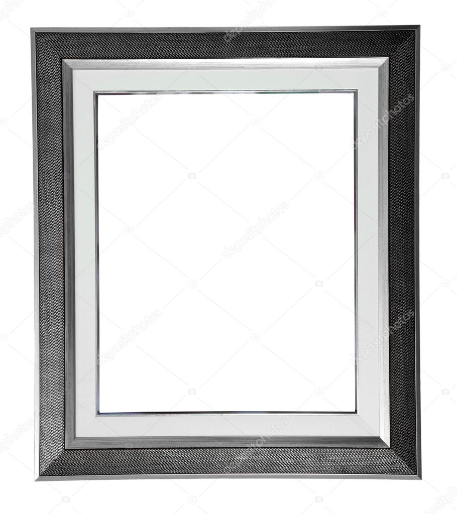 Isolated silver modern frame on white