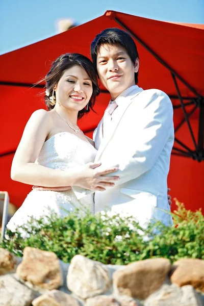 Romantic bride and groom — Stock Photo, Image