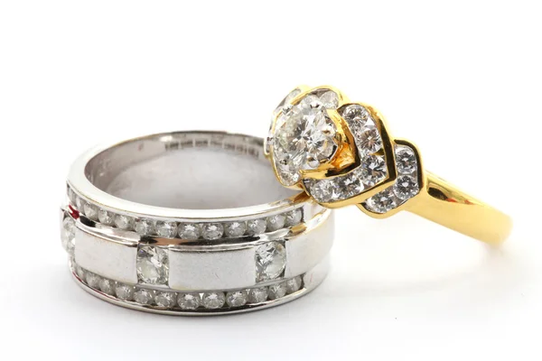 Párok gyémánt gyűrű — Stock Fotó