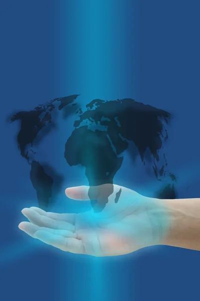 Το χέρι κατέχουν παγκόσμιο χάρτη — Φωτογραφία Αρχείου