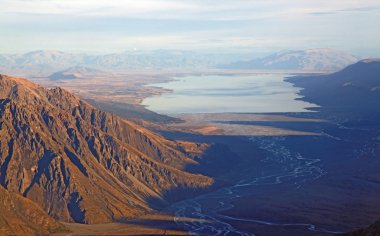 Aerial view of river from tasman glacier clipart