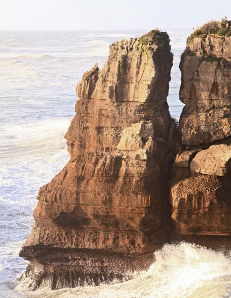 Τηγανίτα βράχο στη δυτική ακτή της Νέας Ζηλανδίας — Φωτογραφία Αρχείου