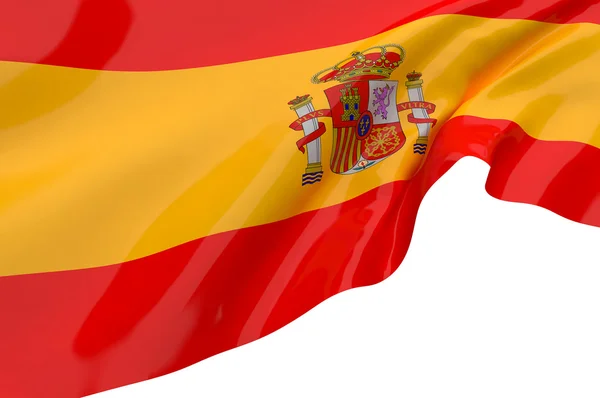 İspanya bayrağı beyaz üzerine — Stok fotoğraf
