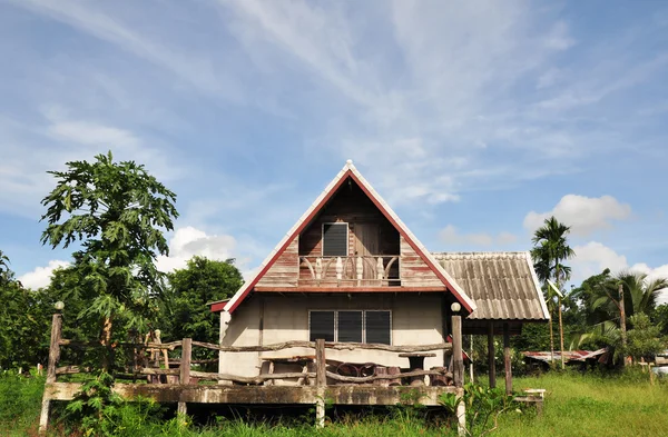 Літній будинок в зеленому полі — стокове фото