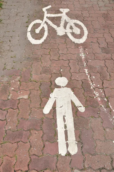自転車・歩行者の経路 — ストック写真