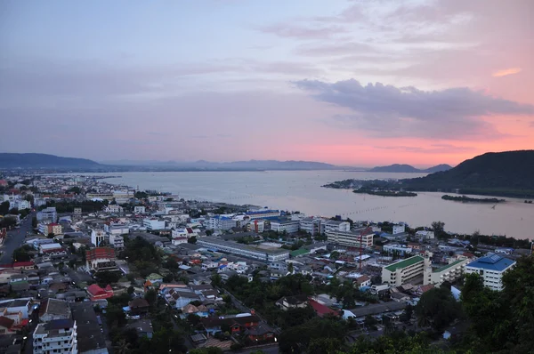 stock image Sunset seaside city at Songkha,thailand