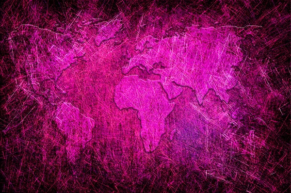 纹理的 grunge 的全球地图 — 图库照片